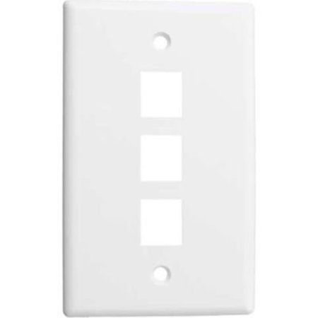 CHIPTECH, INC DBA VERTICAL CABLE Vertical Cable, , Triple (3) Port Keystone Wall Plate (Flush) White 304-J2639/3P/WH